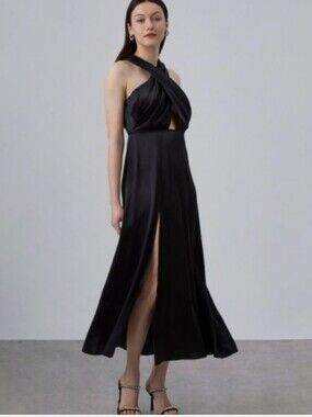 NWT Silk Maison Black Gown XXL
